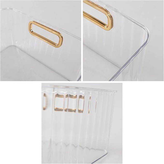 Bringer Clear Plastic Storage Bin, 4-Pack Multi-use Prganizer Bins