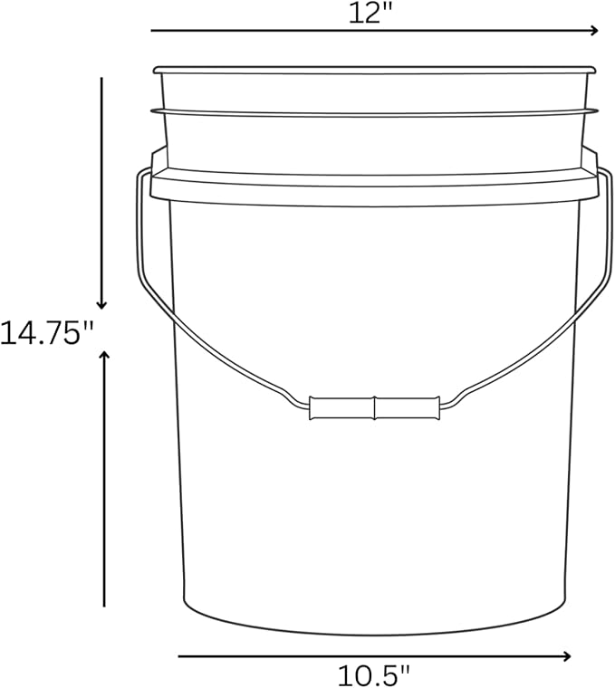 House Naturals 5 Gallon Food Grade BPA Free Container Dark Green Bucket with Screw On Black Lid