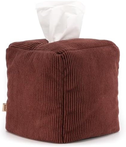 TOGI® Corduroy Square Tissue Box Cover - Fits Standard Cube Boxes - Brown by TOGI