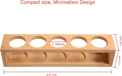 Sohynca Natural Bamboo Essential Oils Storage Rack fits 15ml bottles 1 Tier Tabletop Display Stand for Aromatherapy Bottles Storage Shelf fits 15ml 10ml 5ml bottles (5 Slots * 2pcs)