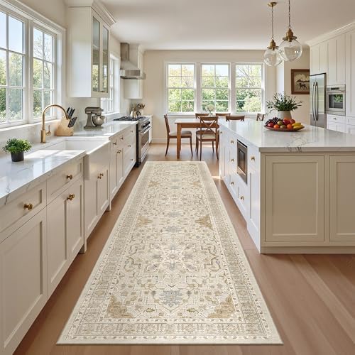 Madane Hallway Runner Rug 2'6''x10' Kitchen Runners Vintage, Beige/Blue by Madane