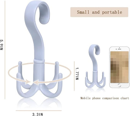 Closet Hanging Organizer 360 Degree Swivel Hooks (Pack of 3) for Hanging Belts, Ties, Bags, Purses, Scarves, Clothes and More. Easy Installation, no Drilling Required, Space Saving.