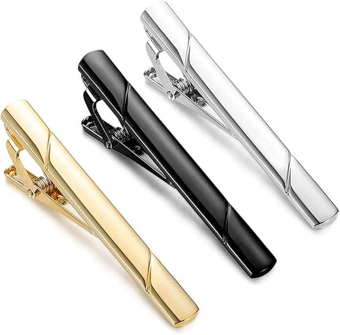 Mens Classic Tie Clips Long Styles Tie Pins Minimalist Necktie Tie Bar Clasp Clip Clamp Pins Gift For Men Business Party Wedding Best Gift and Daily Life(Gold)