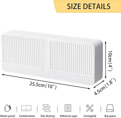 Soap Holder with Hooks, 2-in-1 Wall Mounted Soap Dish, No Drilling Soap Bar Holder with Self Draining to Keep Soap Bars Dry, Suit for Shower, Bathroom and Kitchen(White)