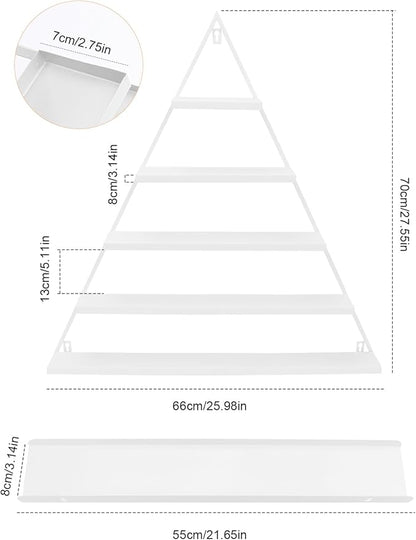 EBANKU 6PCS Nail Polish Racks 5 Tiers Nail Polish Shelf for Wall Triangular Display Rack Cosmetic Display Cases Lipstick Perfume Wall Shelf Essential Oil Organizers for Home Spa Nail Salon Shop(White)