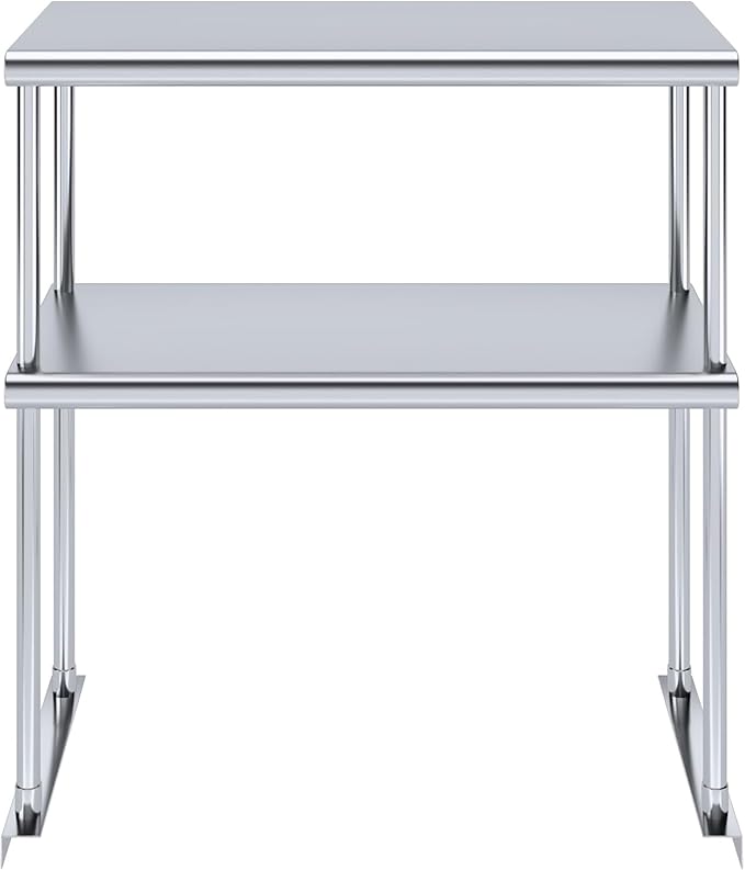 NSF Certified 18 Gauge Heavy Duty Stainless Steel Double overshelf with Brackets for Kitchens, Utility Rooms, Storage, Offices & Home