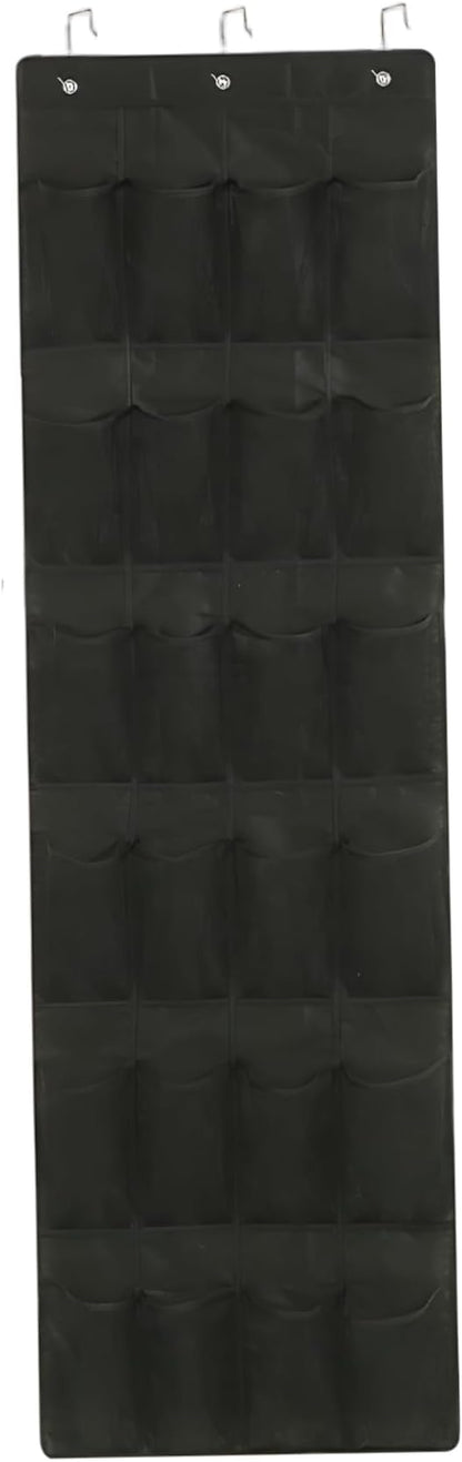 Shoe Hanger for Door 24 Mesh Pocket Over the Door Shoe Organizer Space Saving Hanging Storage Holder with Hooks 64x19 Inch Black