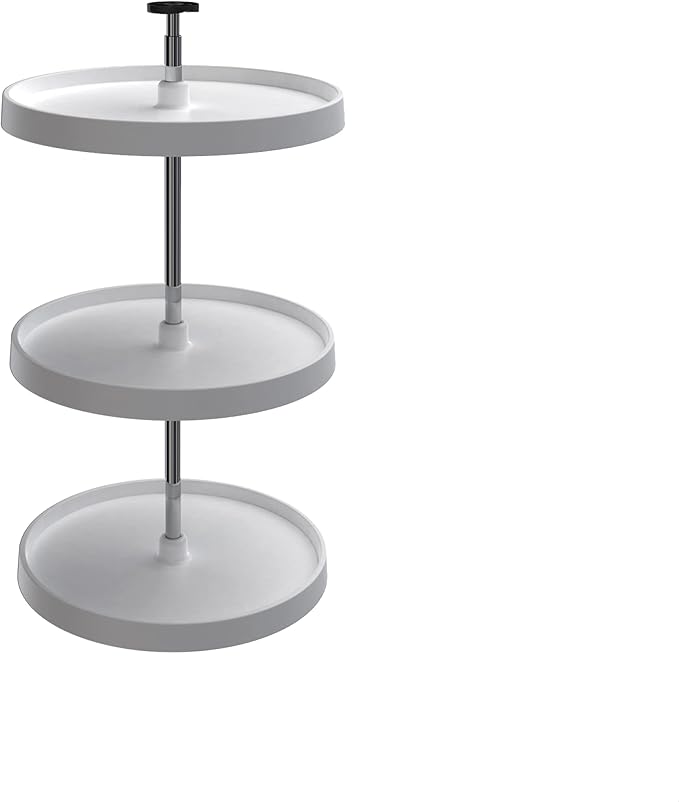 20" White Value Line Polymer Full-Circle 3-Shelf Lazy Susan for 33" to 36" H Corner Wall Cabinets