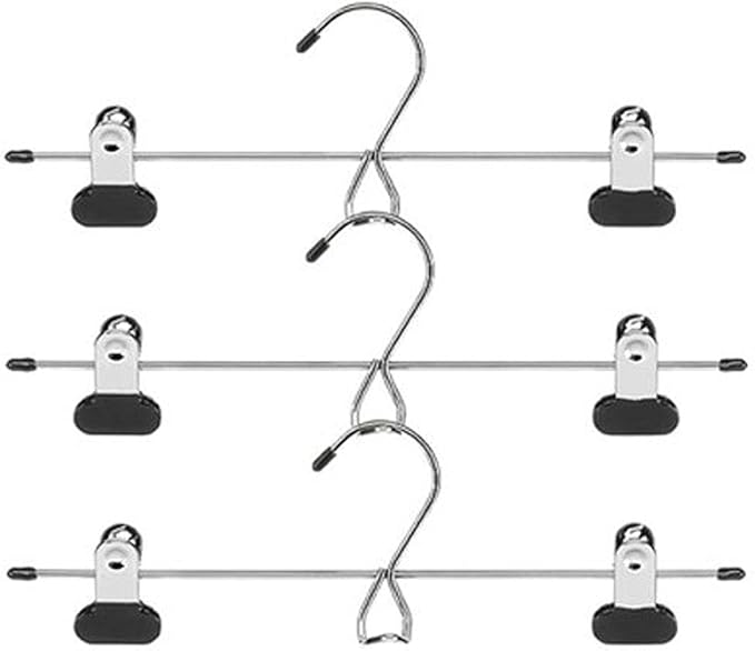 Whitmor Ebony Chrome Add-On Skirt/Slack Hanger, Set of 3