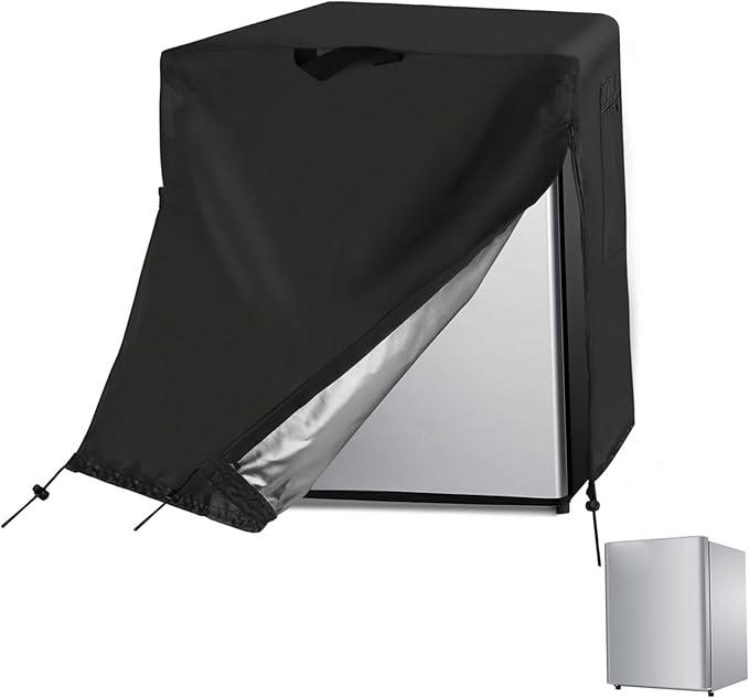 Fridge Cover, Refrigerator Cover, Fridge Wrap,210D Waterproof&Dustproof Cover for Protecting Upright Freezers/Beverage Refrigerator for Cold Rooms, Black,20"W x 20"D x 21"H Mini Fridge with Freezer F