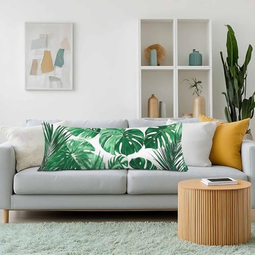 20"X54" Body Pillow Case Tropical Leaves, Hawaii Palm Leaf Green Side Sleeper Body Pillow Covers Long Pillowcase Throw Body Cushion Cover for Couch Bed Sofa Car - Image 2