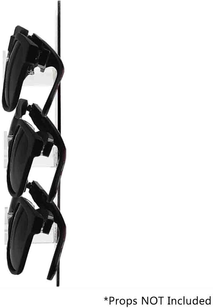 Glasses Holder 3 Tier Holder Black Acrylic Back Clear Nose Wall Mount with Hanging Hardware Retail Locations Space Saver Organizer Storage Hanger Warehouse Eyeglasses Safety by Marketing Holders