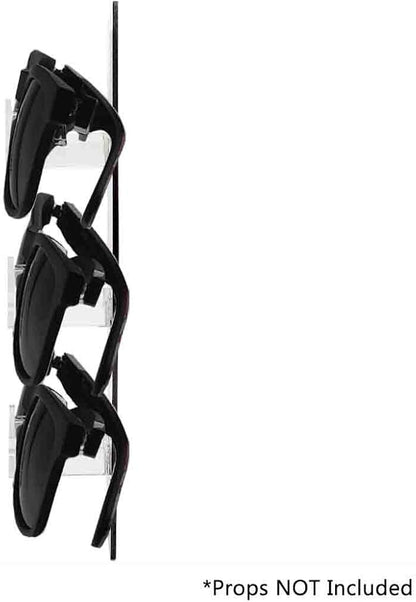Glasses Holder 3 Tier Holder Black Acrylic Back Clear Nose Wall Mount with Hanging Hardware Retail Locations Space Saver Organizer Storage Hanger Warehouse Eyeglasses Safety by Marketing Holders