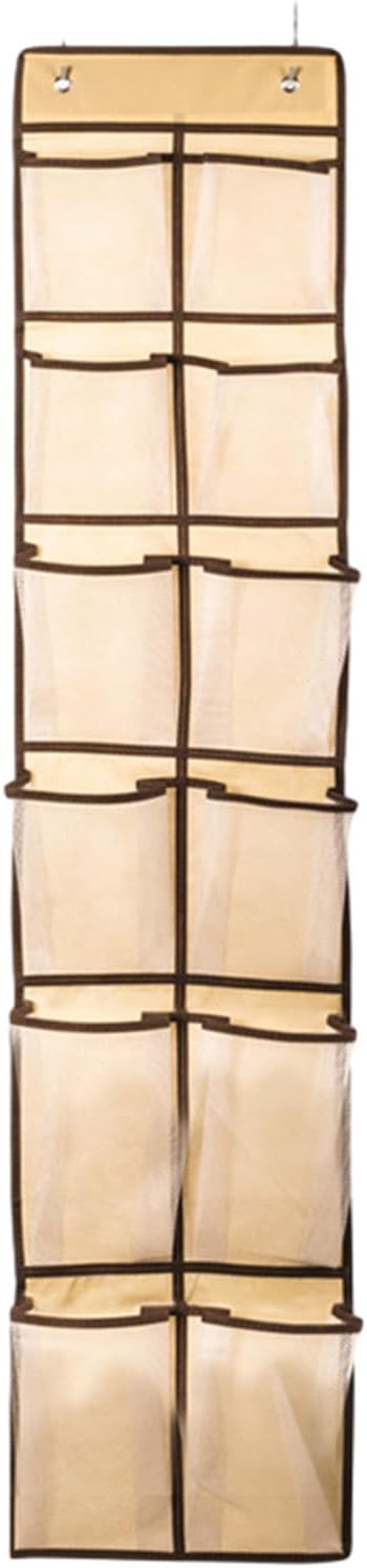 Over The Door Shoe Organizers, 2024 New 12 Large Pockets Hanging Shoe Organizer, Shoe Rack for Closet Entryway Bedroom Bathroom Pantry Shoe Holder, 2 Metal Hook
