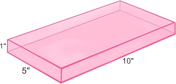 ROYALITA Acrylic Tray Bathroom Tray for Countertop, Guest Towel Holder Tray for Napkin Perfume Jewelry Makeup, Vanity Trays for Soap Dispenser, Aromatherapy, Cup & Candle, Pink