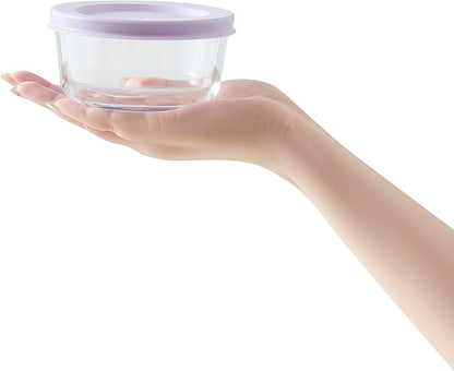 8-Piece Glass Food Storage Containers Set (4 Containers + 4 BPA-Free Lids) | 1-Cup, Leakproof | Microwave, Freezer, Oven & Dishwasher Safe | Ideal for Meal Prep & Pantry Organization, Purple