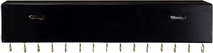 SANY DAYO HOME Black Necklace Holder Jewelry Organizer with 30 Hooks, 15 x 3 x 4 inches Wall Mount Rustic Pine Wood Shelf for Necklace, Hair Bow Storage