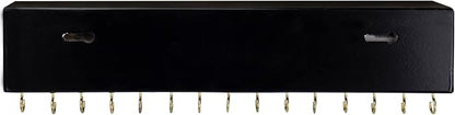 SANY DAYO HOME Black Necklace Holder Jewelry Organizer with 30 Hooks, 15 x 3 x 4 inches Wall Mount Rustic Pine Wood Shelf for Necklace, Hair Bow Storage