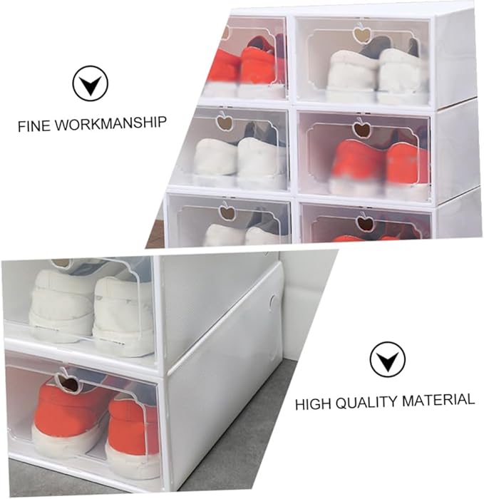 Large Capacity Plastic Shoe Storage Box with Flip Lid Drawer Design, Thickened Organizer for Women’s Shoes, 6pcs Set for Closet and Home Storage