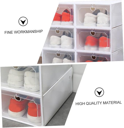 Large Capacity Plastic Shoe Storage Box with Flip Lid Drawer Design, Thickened Organizer for Women’s Shoes, 6pcs Set for Closet and Home Storage