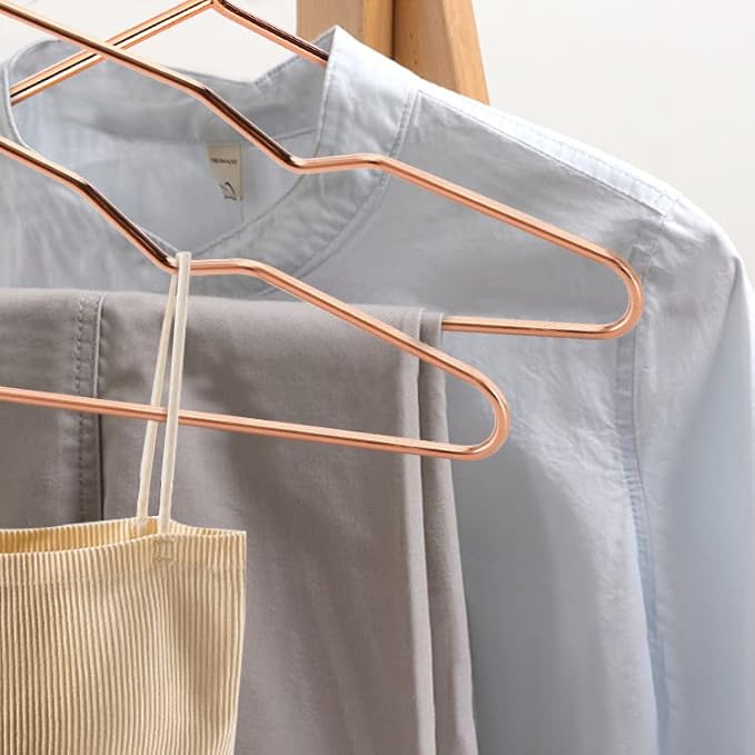 Tosnail 30 Pack 16.5" Stainless Steel Strong Wire Metal Hangers, Heavy Duty Clothes Hangers, Space Saving Closet Organizer - Rose Gold