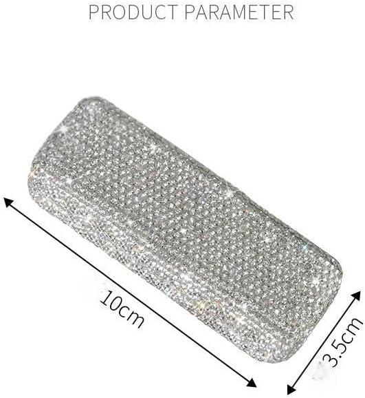 Lipstick Bling Rhinestone Crystal Case Storage Organizer Box with Mirror for Women's Lipstick Holder-Cosmetic Storage Kit (Full silver)