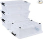 20 Quart Stackable Plastic Under Bed Bins with Lid, Set of 4 Clear Latch Storage Container with Wheels