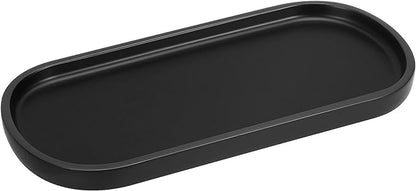 Luxspire Bathroom Vanity Tray, Oval Soap Dispenser Tray, 10" Kitchen Counter Trays, Handmade Resin Bathroom Tray for Counter, Toilet Tank Tray, Trinket Tray for Perfume Jewelry, Small, Matte Black