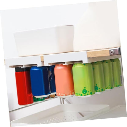 ARTIBETTER 2pcs Hanging Refrigerator Drink Organizer Dual Row Can Holder for Diameter Soda Beer Beverage Cans Sturdy Hips Material Storage Rack for Fridge Pantry