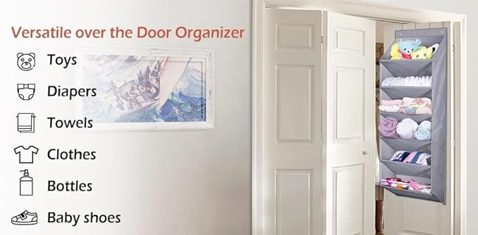 Over The Door Shoe Organizer with Large Deep Pockets Door Shoe Rack for Narrow Door Hanging Multifunction Shoe Holder for Dorm Closet Door