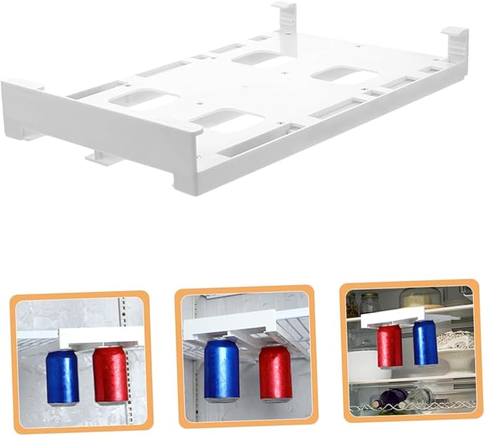 DOITOOL 2pcs Double Row Hanger Can Dispenser for Refrigerator Space-saving Drink Organizer for Diameter Cans Beverage Holder for Kitchen Cabinets and Shelves