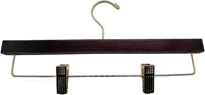 NAHANCO 14” Flat Wooden Skirt/Pant Hanger with Gold Hardware, Walnut (Pack of 100)