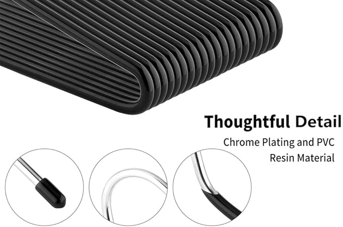 Metal Pants Hangers Non Slip - 40 Pack Open Ended Jean Hangers - Space Saving Clothes Hanger for Closet, Rubber Coated Short Neck Trouser Hanger