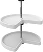 Rev-A-Shelf 24" Kidney Shaped Dual Tier Lazy Susan Organizer for Corner Base Kitchen Cabinets, Plastic Home Storage Shelves, 24" W x 14.31" D x 26" H, White, 3472-24-11-52