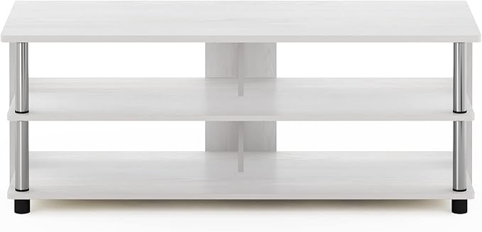 Furinno Turn-N-Tube Shoe Rack, 3-Tier Shoe Organizer, Compact Shoe Storage with Open Shelves and Stainless Steel Tubes, 15.5 x 41.1 x 15.8, for Closet Entryway, Office, Garage, White Oak