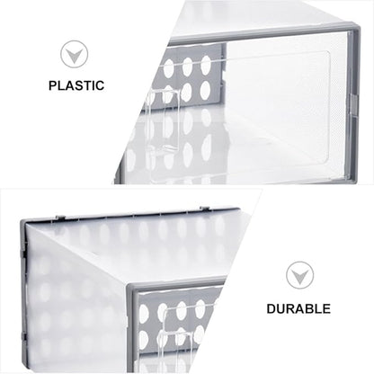 Levemolo High-top Basketball Shoe Boxes 3pcs Gray 34x15.5x24cm Plastic Shoe Organizer Dustproof Moisture-resistant Storage Case for Closet and Home