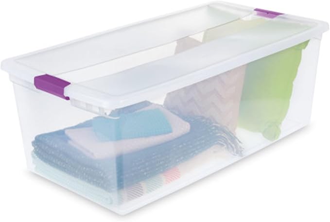Sterilite 16-Pack 110 Quart ClearView Latch Box, Stackable Organizer Bins with Latching Lids - Clear Plastic Organization Containers for Closet, Bedroom, Shelving Units and Everyday Home Storage