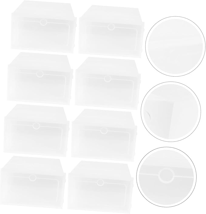 Shoe Containers 12pcs Stackable Shoe Boxes Plastic Lids Clear for Home Office Entryway Storage