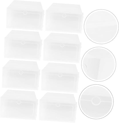Shoe Containers 12pcs Stackable Shoe Boxes Plastic Lids Clear for Home Office Entryway Storage