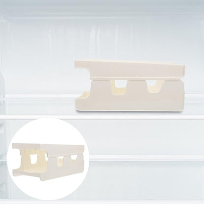FRCOLOR Double Layer Refrigerator Beer Can Organizer Storage Box, White Plastic Soda Can Dispenser Holder for Kitchen Fridge Beverage Storage