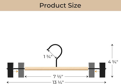 StorageWorks Pants Hangers with Clips, Wooden Clothes Hanger for Skirts, Jeans, Shorts, 10 Pack, Natural Wood Color