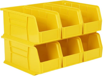 Hudson Exchange 11" x 5-1/2" x 5" (6 Pack) Plastic Stackable Storage Bin and Hanging Container, Yellow