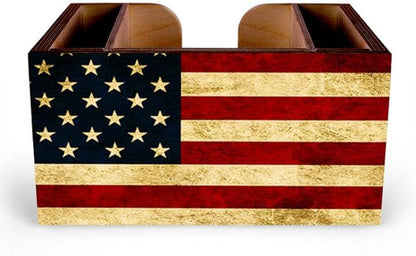 Wooden Utensil Holder Napkin Bar Caddy Parent (American Flag)