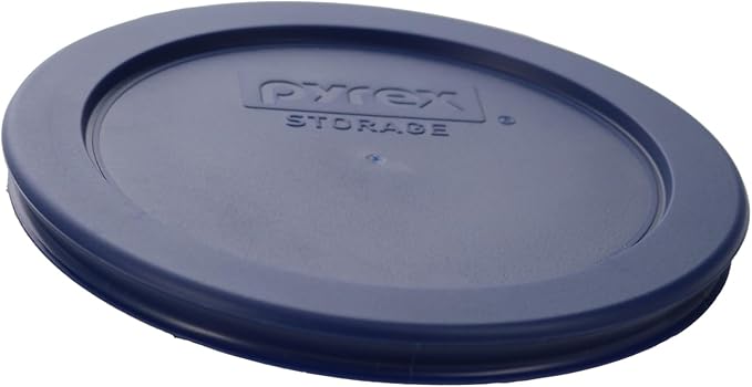 Pyrex 7200-PC 2 Cup Dark Blue Round Storage Lids - Original Genuine Pyrex Lids - 2 Pack