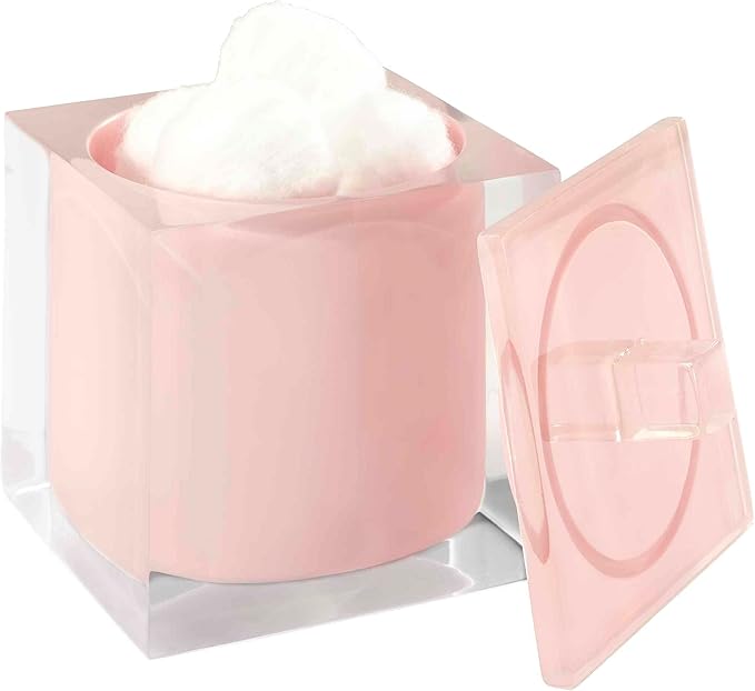 Izod - Covered Jar, Resin Countertop Accessories, Dorm Room Essentials, Perfect for Bathroom or Vanity (Marina Collection, Pink)