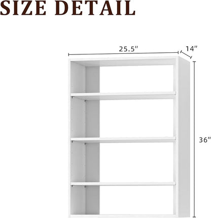 25.5" Wide Short Tower Modular Closet System, Adjustable Shelf Closet Tower for Storage, White