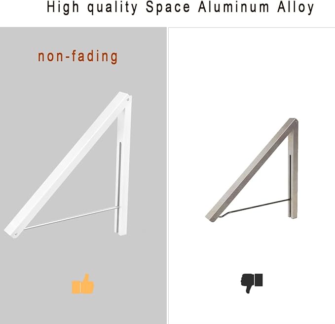 Folding Clothes Hanger Wall Mounted Retractable Clothes Rack, Aluminum, Easy Installation, White