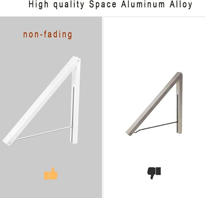 Folding Clothes Hanger Wall Mounted Retractable Clothes Rack, Aluminum, Easy Installation, White