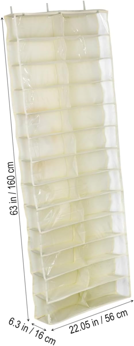 Large Over the Door Shoe Organizer Beige Hanging Shoe Storage Rack with Hook for Closet Space Saving Closet Organizer for Bedroom Dorm Apartment