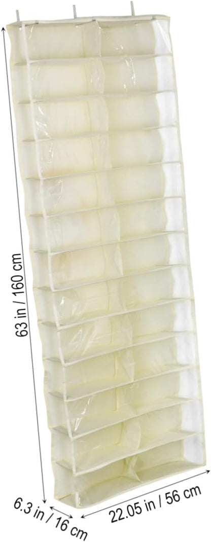 Large Over the Door Shoe Organizer Beige Hanging Shoe Storage Rack with Hook for Closet Space Saving Closet Organizer for Bedroom Dorm Apartment